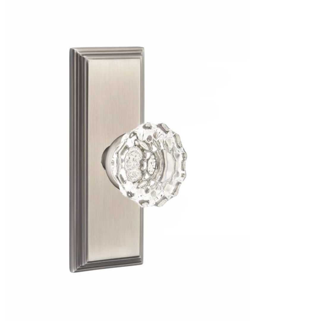 Emtek 8235 GLASS - Knobsets With 7” Wilshire SidePlate Privacy Set