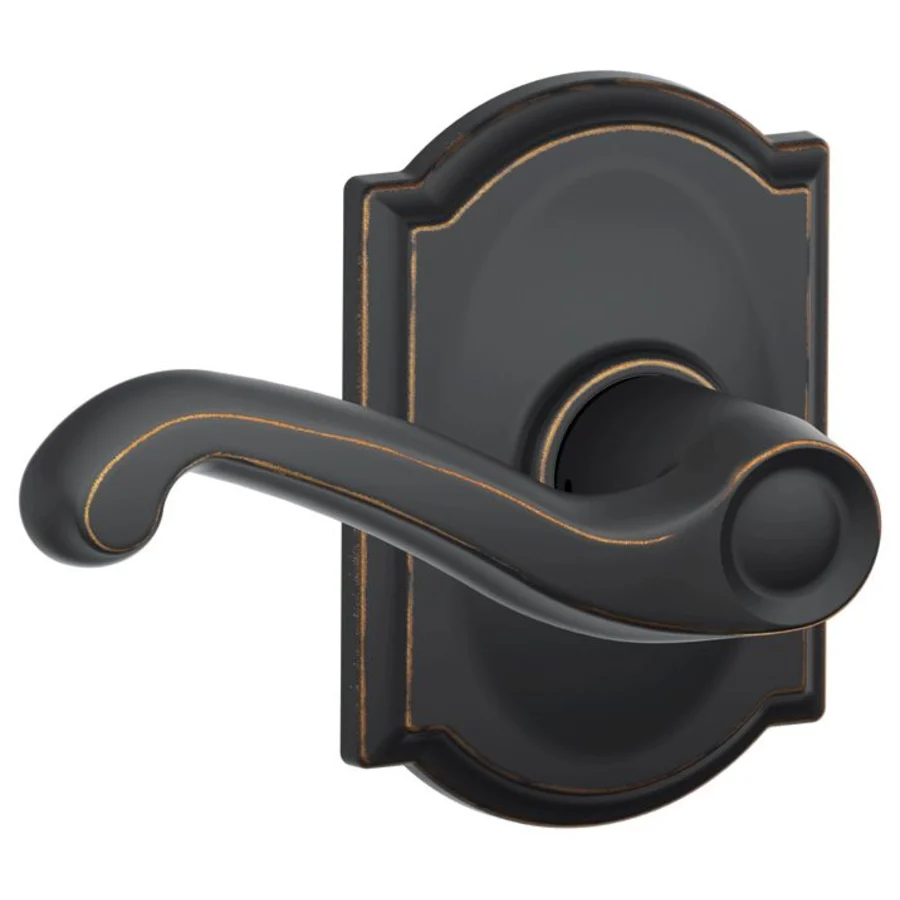 Schlage Flair Passage Door Lever Set with Decorative Camelot Trim