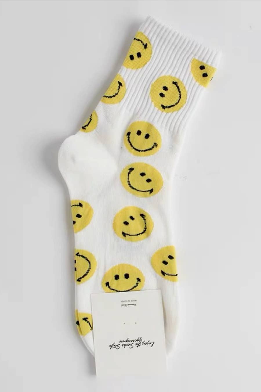 White / Yellow Smiley Face Socks