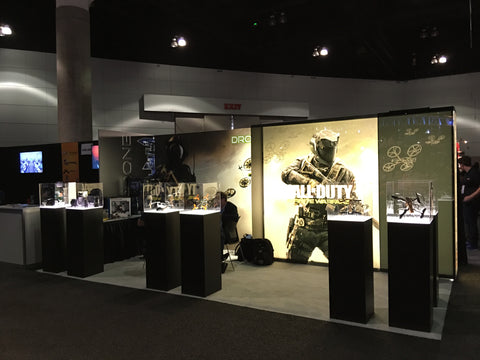 Lighted and covered display cases provided dramatic lighting for Call of Duty 