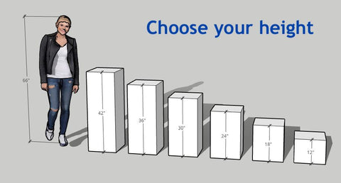 Choose the perfect height for you pedestal with this size chart