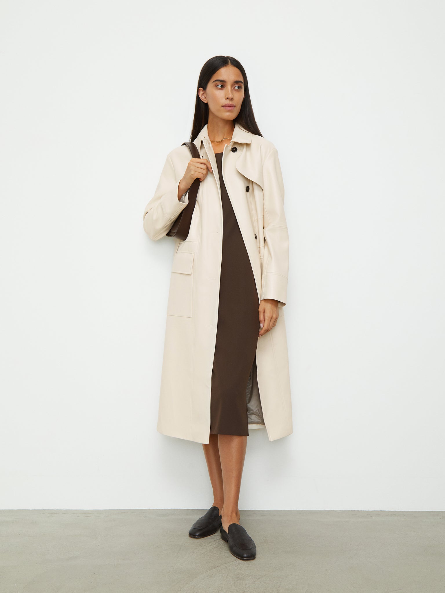 Belted faux-leather trench coat – 12 STOREEZ