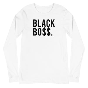 Black Boss Logo - Men's Long Sleeve Tee White