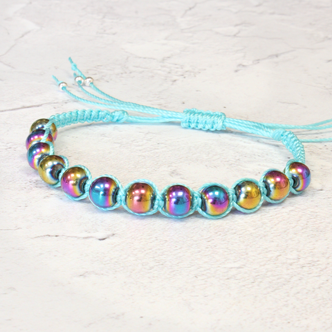 Rainbow Hematite Macrame Bracelet Instructions