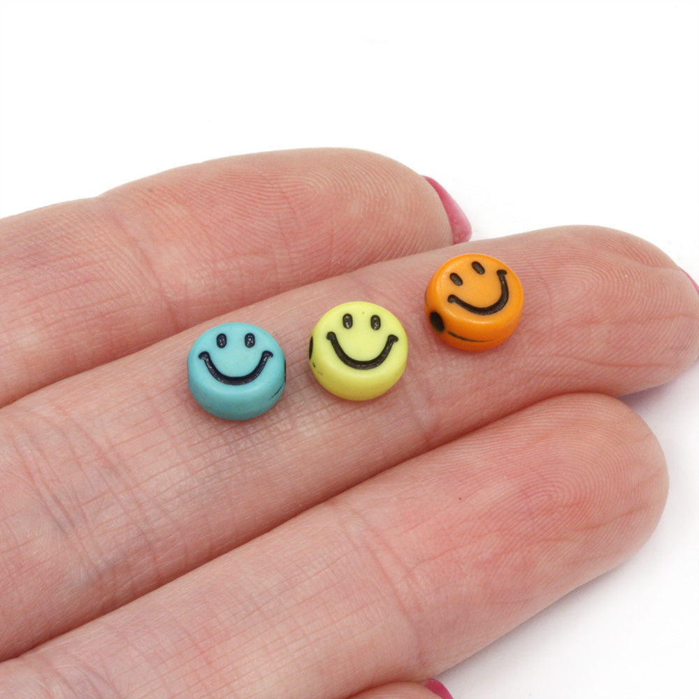 White Smile Face Beads, 7mm Kawaii Happy Face, Cute Spacer Beads, Necklace  and Bracelet Making, Jewelry Supplies, 100pcs