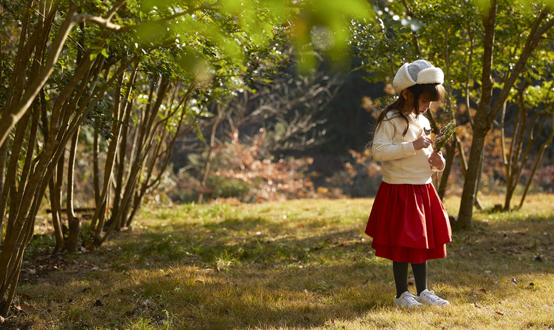 2-way gathered skirt（check×red）