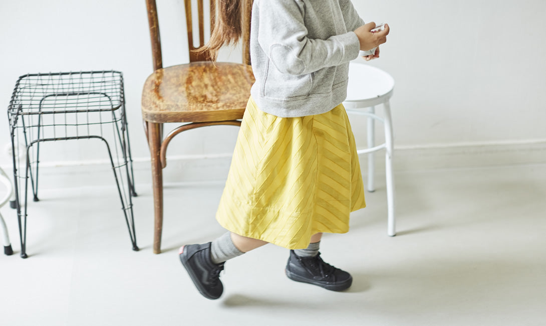 2-way gathered skirt（yellow×indigo）