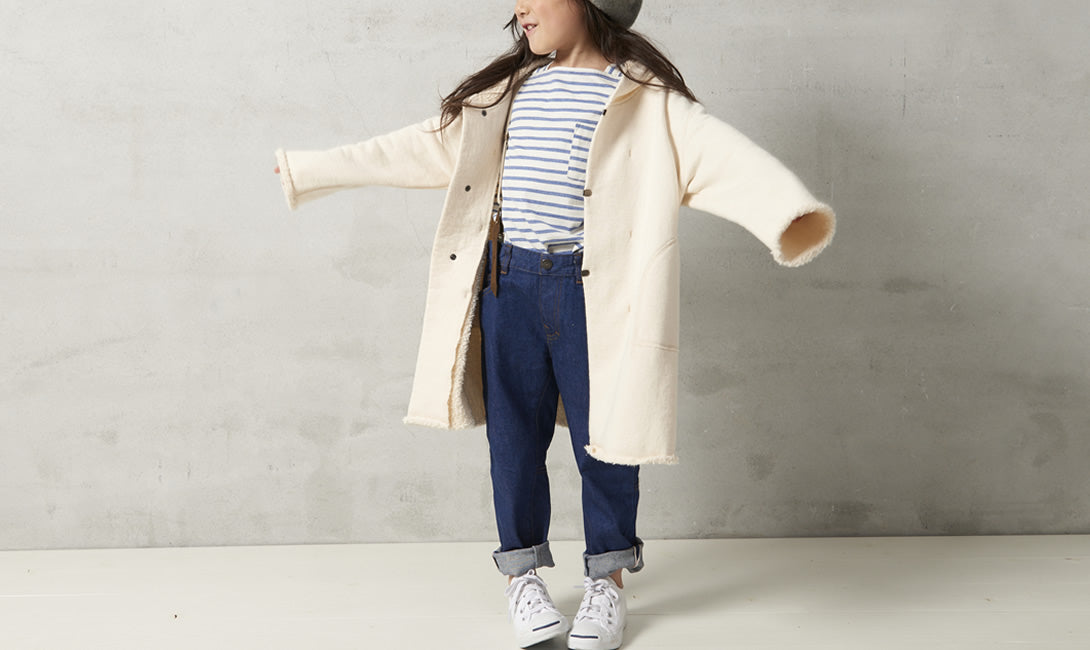 Long hooded jacket lined with loop wheeled terry