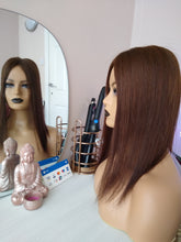 Load image into Gallery viewer, Immediate despatch- Silk base topper, European human hair, scalp effect, realistic part, 4 dark warm brown