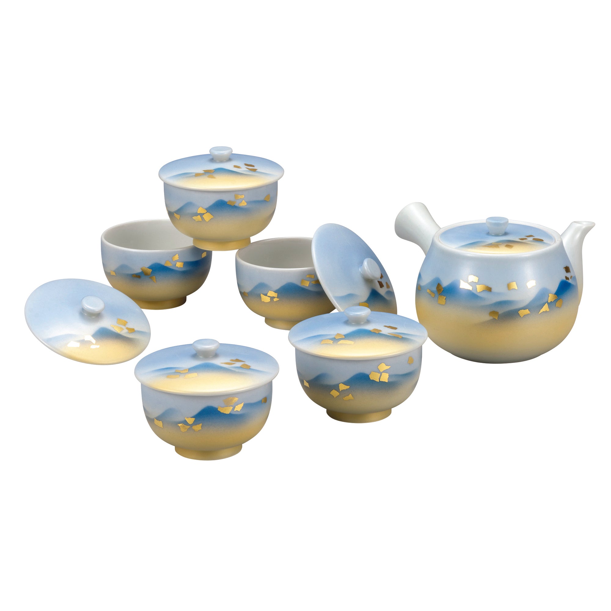 kutani tea set blue