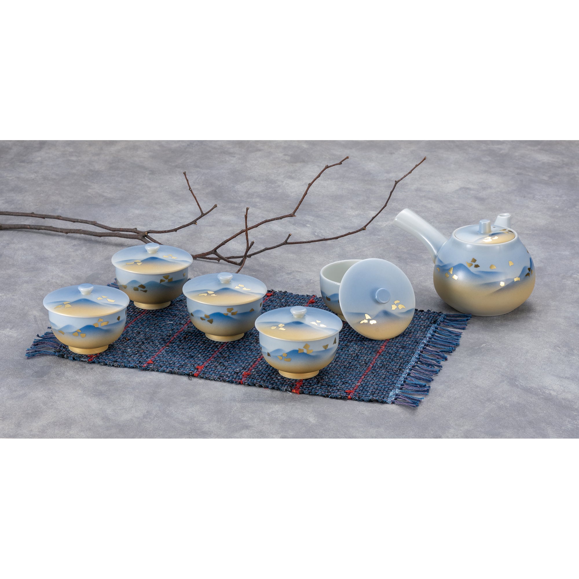 kutani tea set blue