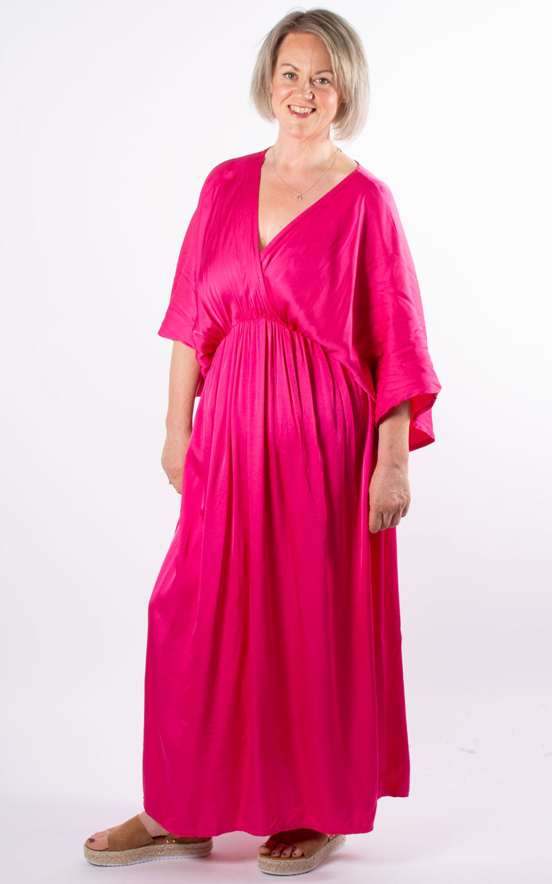 Shalene Silk Maxi Dress | Hot Pink