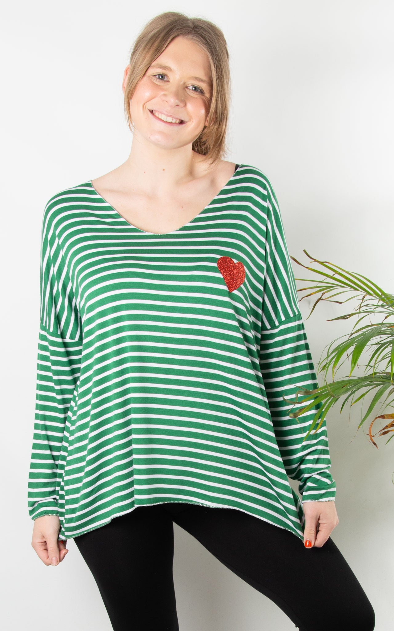 Summer Striped Heart Top | Green