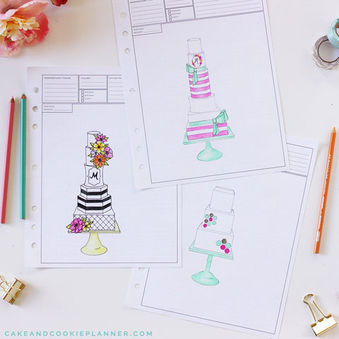 Cake and Cookie Planner Square Cake Sketching Templates