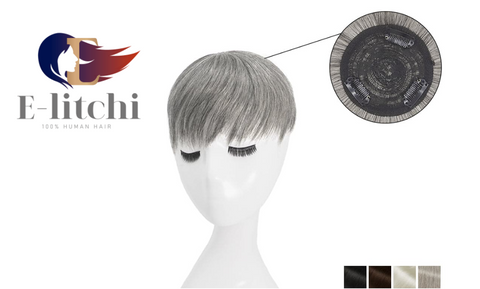 salt and pepper small hair topper with bangs