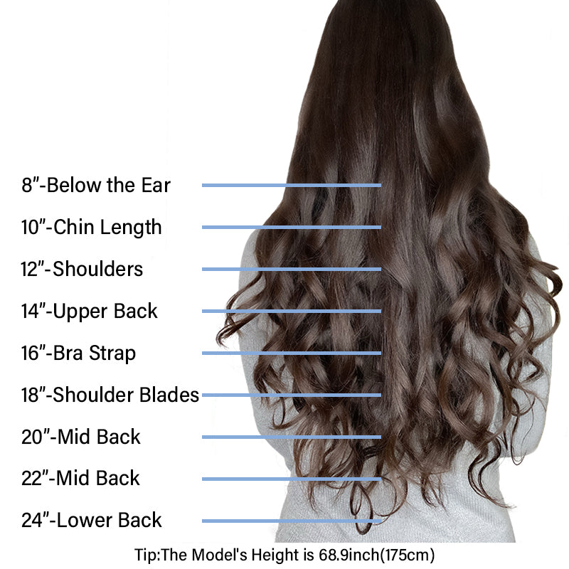 Guide des tailles des extensions de cheveux humains E-litchi