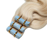 Tape In Human Hair Extension Body Wave Bleach White E-LITCHI