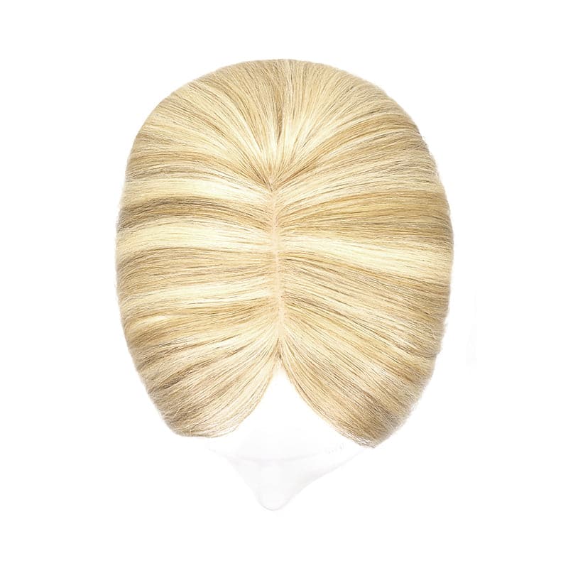 Human Hair Topper For Thinning Hair Bronde Highlights 13*15cm Silk Base