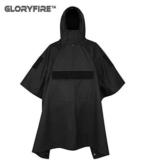 GLORYFIRE Poncho Technical Soft-Shell Poncho Tactical Ripstop Raincoat ...