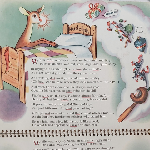 Illustrations from vintage Rudolph the Red-Nosed Reindeer book