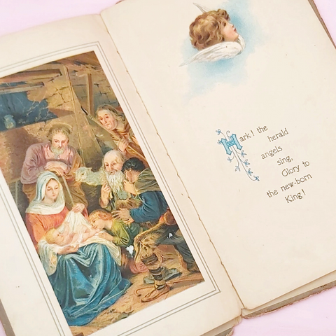 nativity illustration from a vintage angel Christmas book