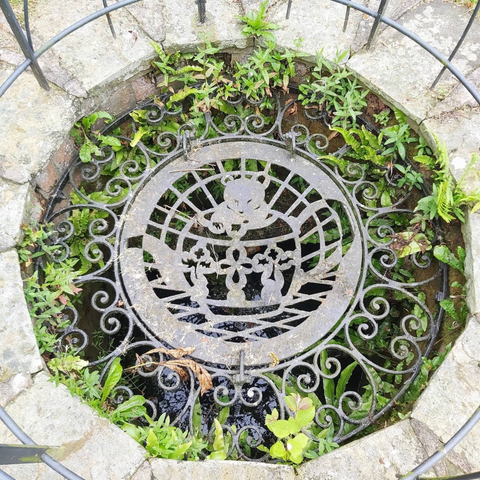 decorative well cover at Daresbury parsonage