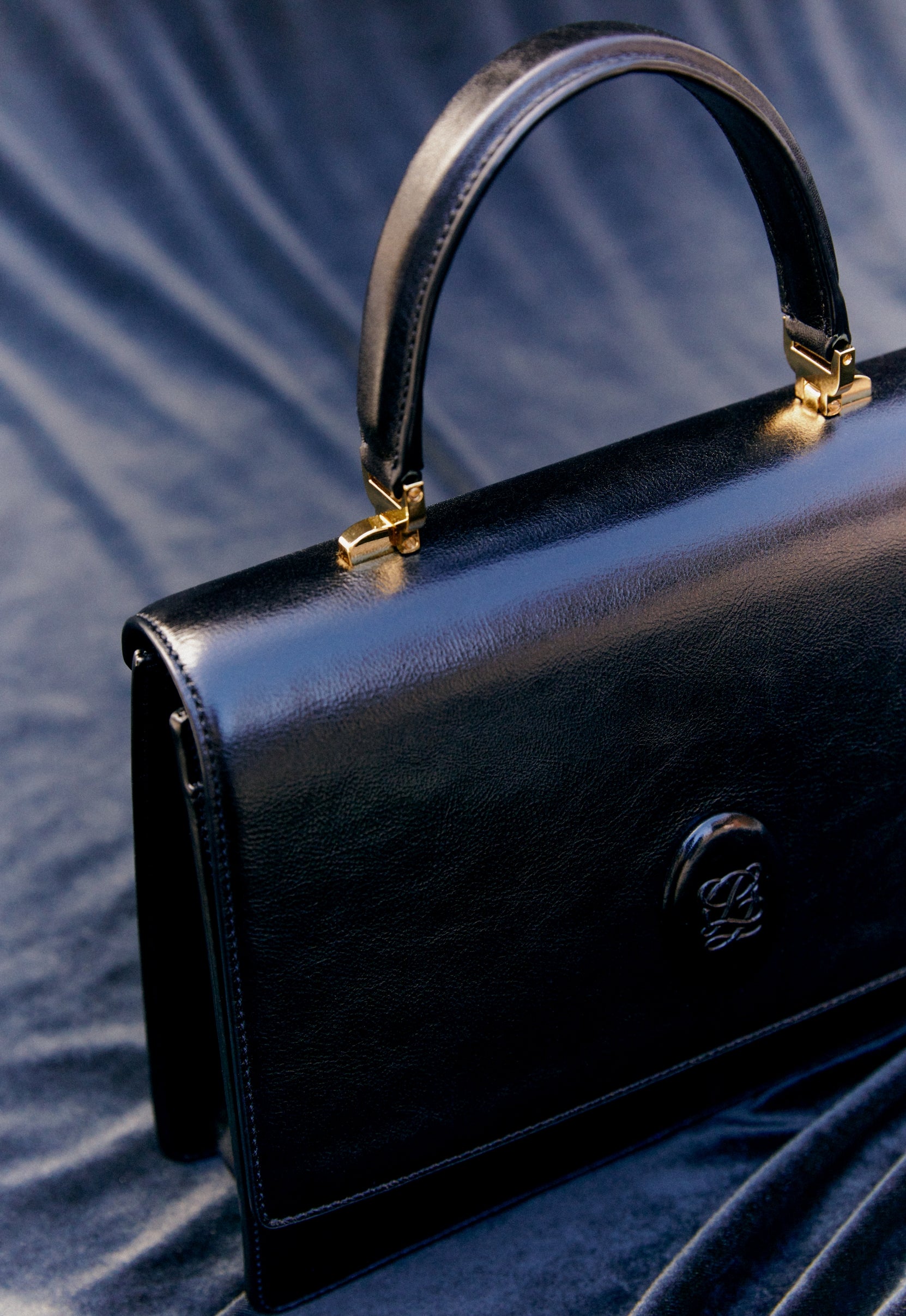 Louis Quatorze Black Leather Flap Bag