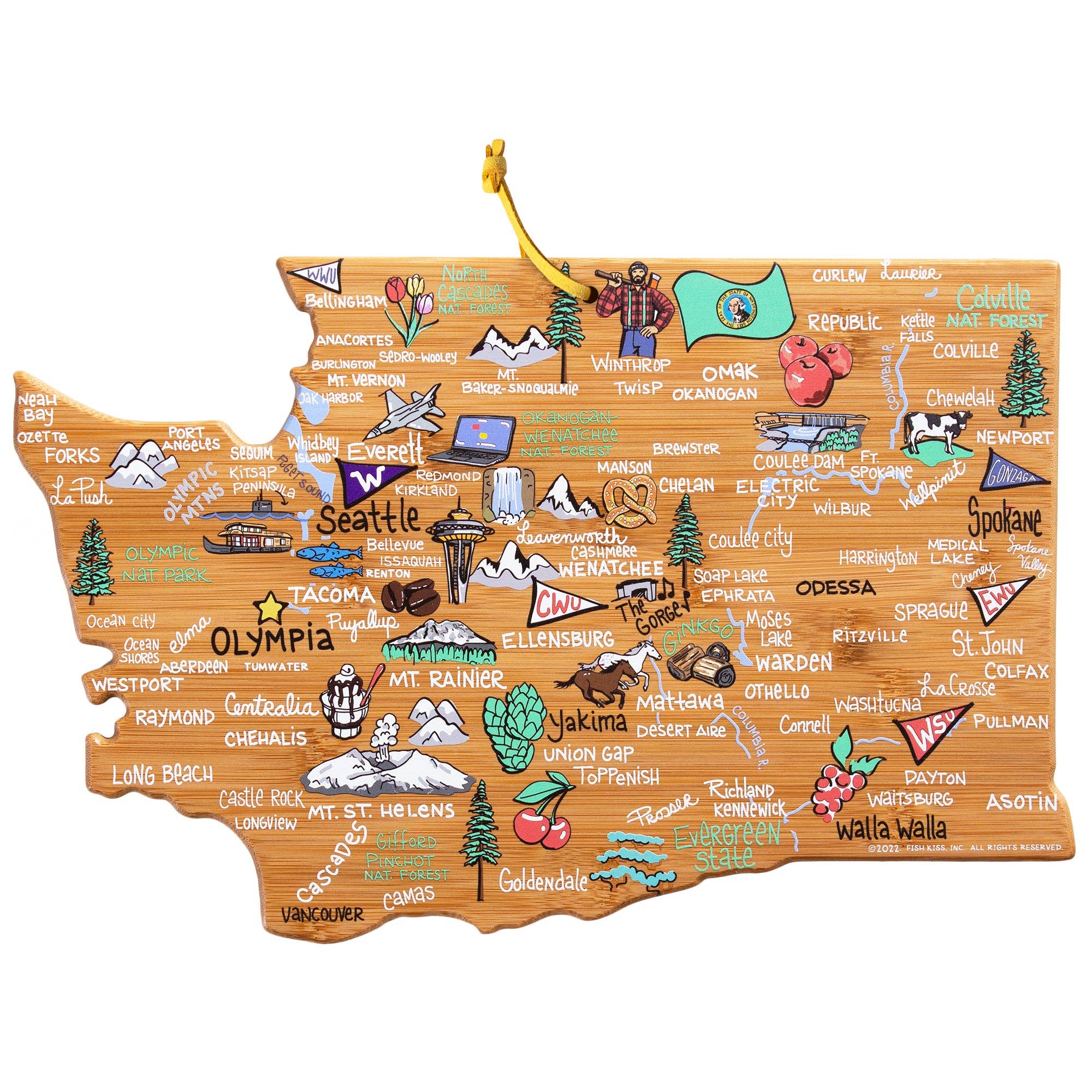 Washington Cutting Board with Artwork by Fish Kiss™
