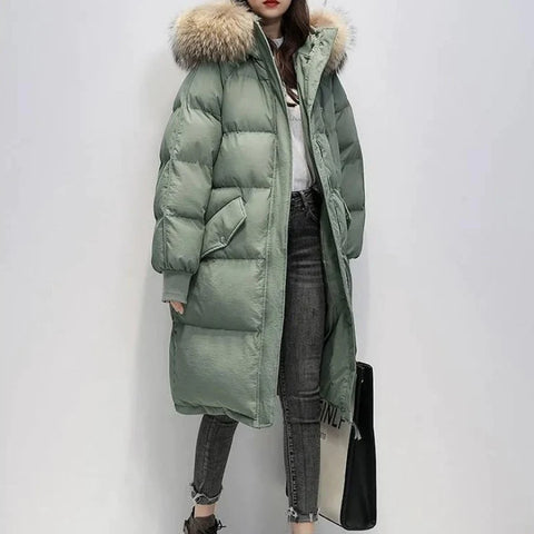 duża długa kurtka na zimę dla kobiet