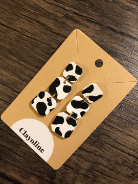 Cowhide Tiered Clay Earrings