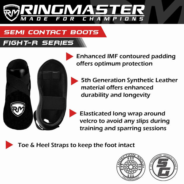 RingMaster Sports Semi Contact Point Foot Protector Taekwondo Kickboxing K1 Black