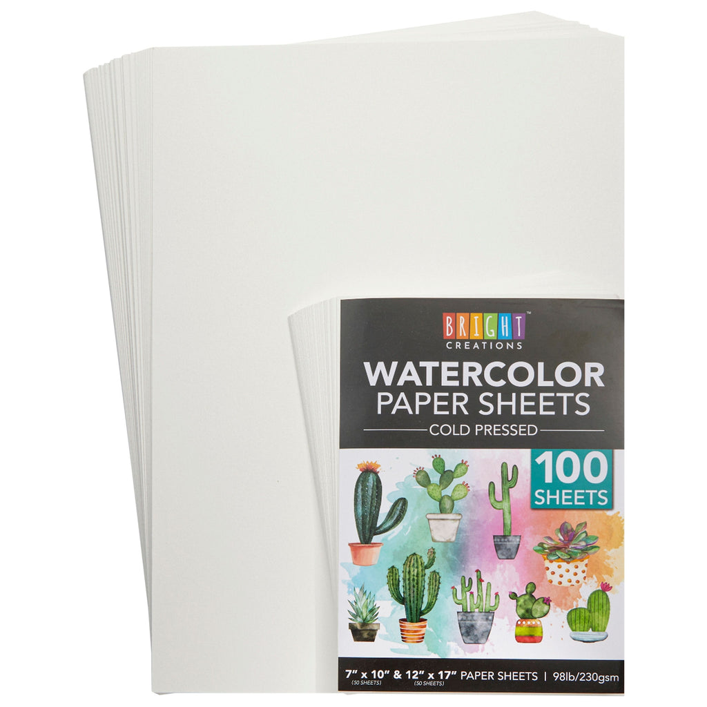 100 Sheets Cold Press Watercolor Paper for Artists, Beginners (8.5