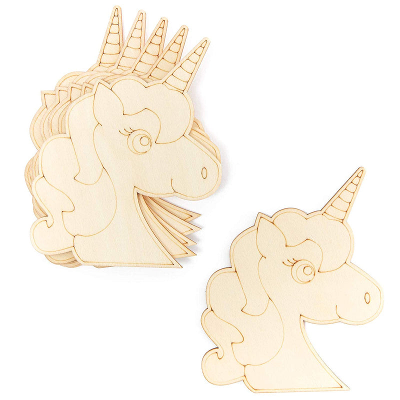 Wood Cutouts for Crafts, Unicorn Rainbow (3.8 x 5.5 in, 24-Pack)