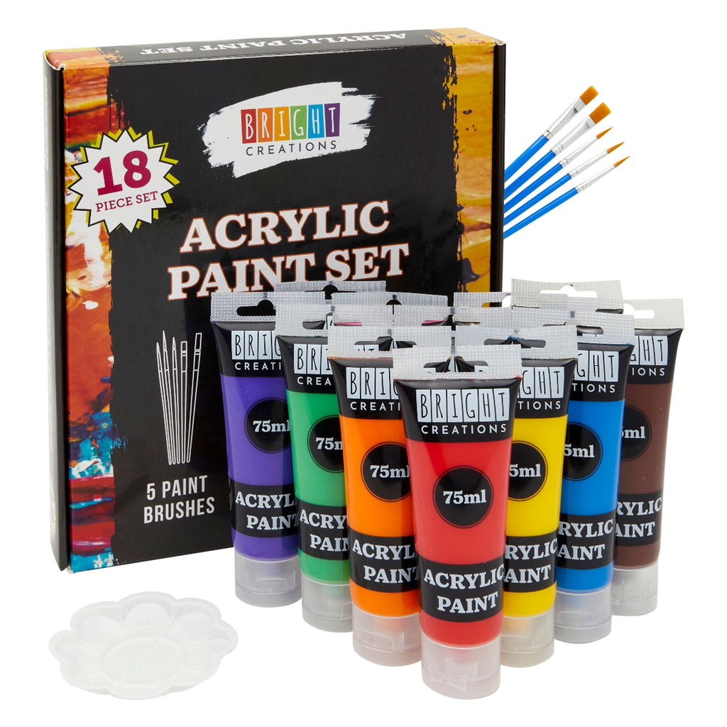 18-Well Portable Paint Palette with Lid, 2 Paint Brushes, 10