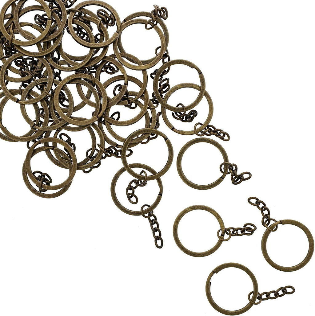 100 Count Brass Key Chain Rings Heavy Duty for Crafts, Home, Car