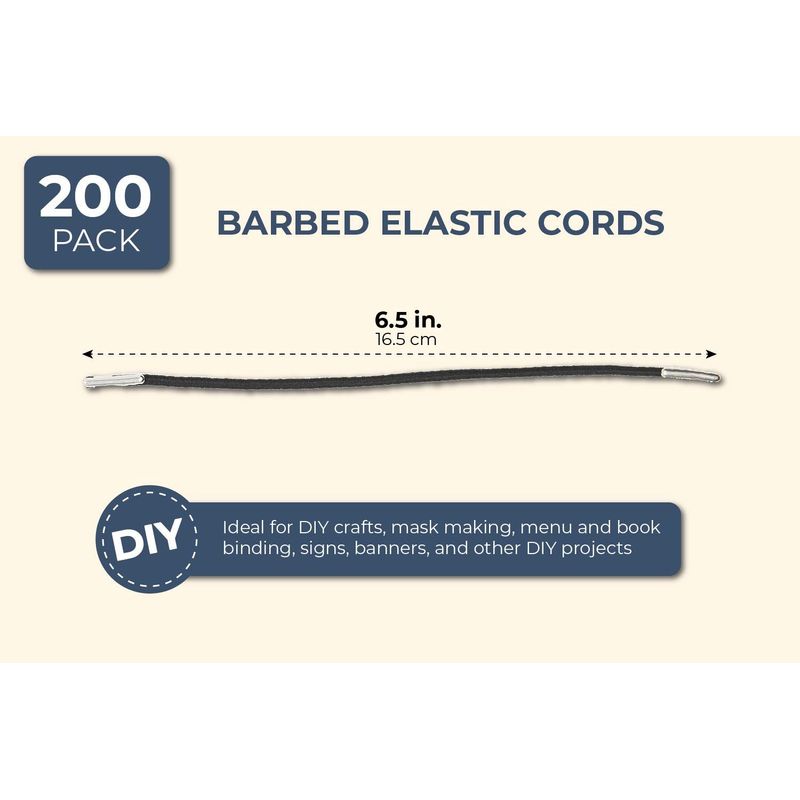 Bright Creations Elastic Barbed Cord for Mask, DIY Crafts (200 Count) Black