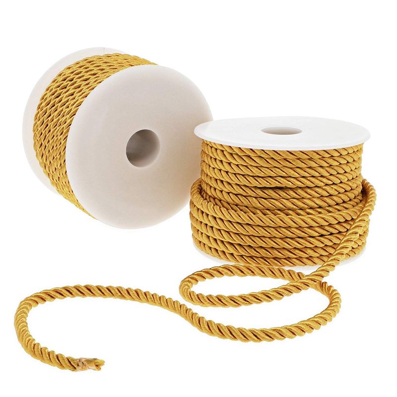 36 Total Yards 5mm Twisted Gold Cord for Crafts, Gold Rope Ribbon