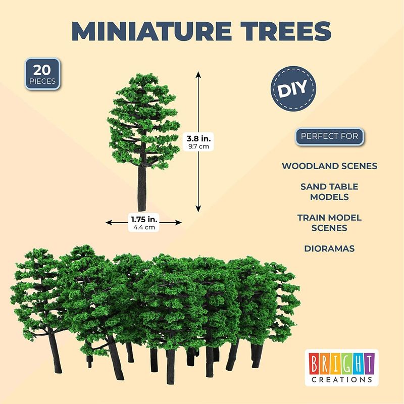 Miniature Model Trees for Dioramas, Model Railroad Scenery (3.5 In, 20 ...