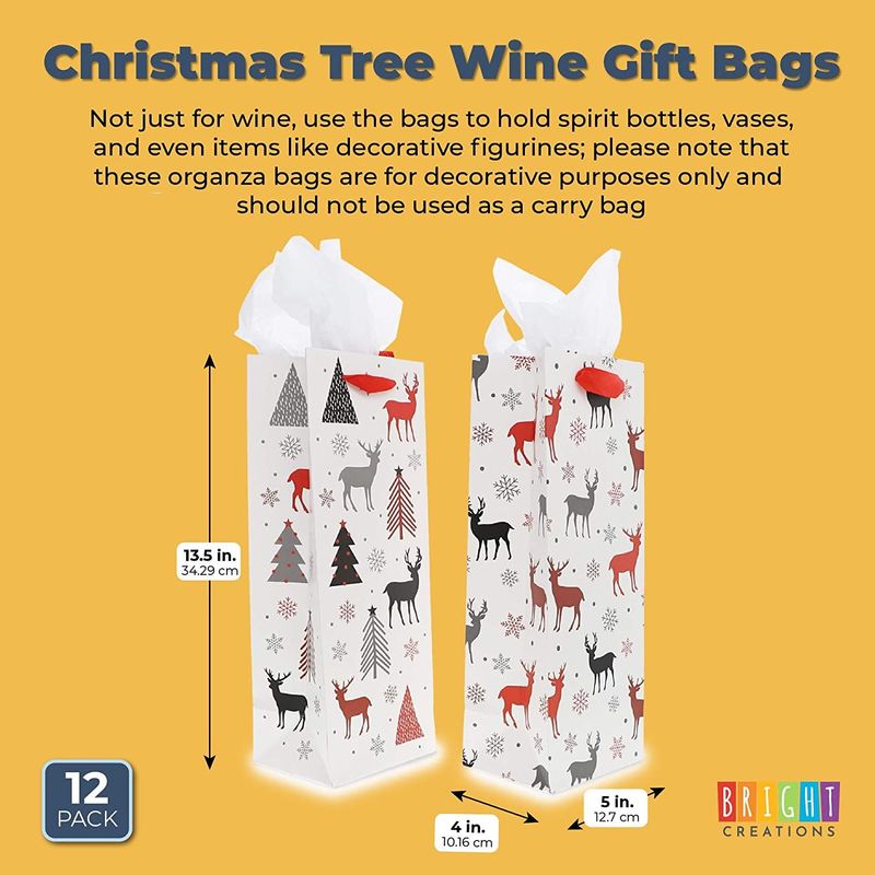 Bright Creations 12 Pack Christmas Wine Gift Bags With Tissue Paper,  Christmas Tree And Reindeer : Target