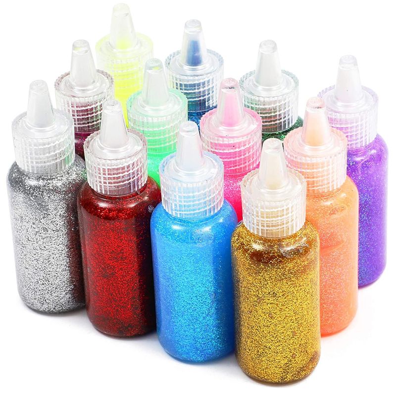 Glitter Glue for Art and Crafts in Red, Green, Blue, and Silver (8