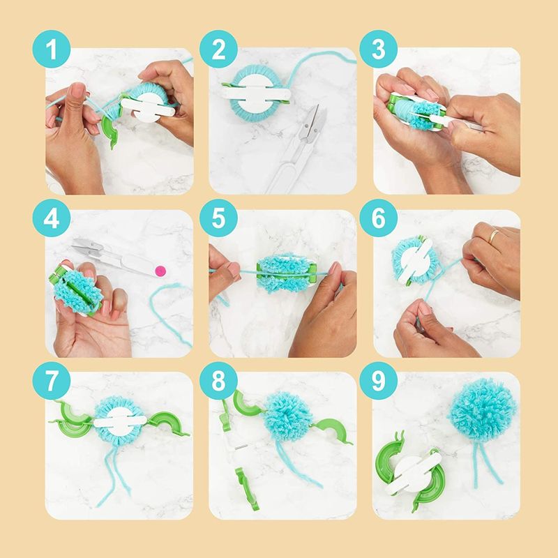 DIY Pom-Pom Maker Set with Thread Cutting Scissors (4 Pom Pom Decorati ...