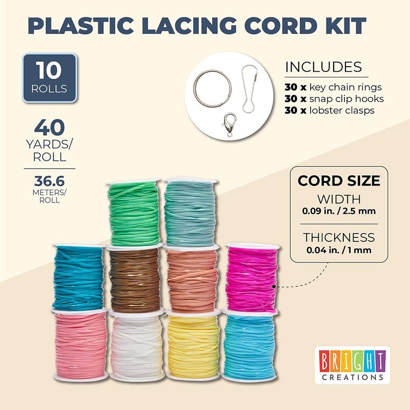 Plastic Lacing Cord Kit With Key Chain Rings Hooks Clasps 10 Colors Brightcreationsofficial