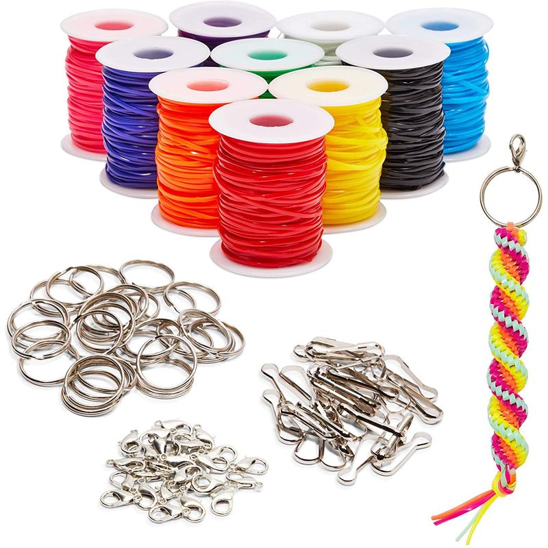 Plastic Lacing Cord Kit with Key Chain Rings, Hooks, Clasps, 10 Colors –  BrightCreationsOfficial