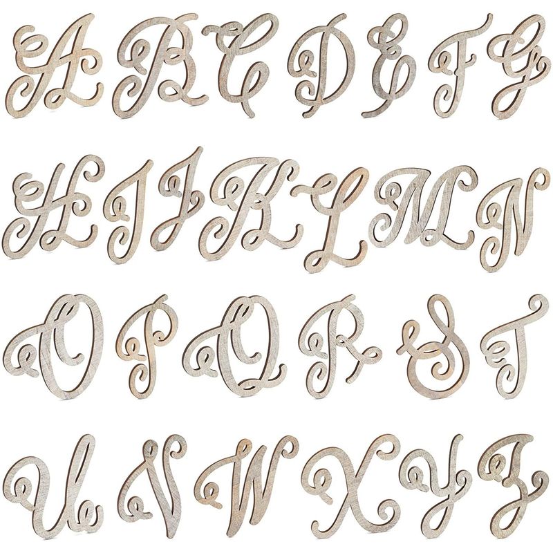 36 Pieces Unfinished Wooden Alphabet Letters for Crafts, 2 Extra Sets of Vowels AEIOU (6 Inches)