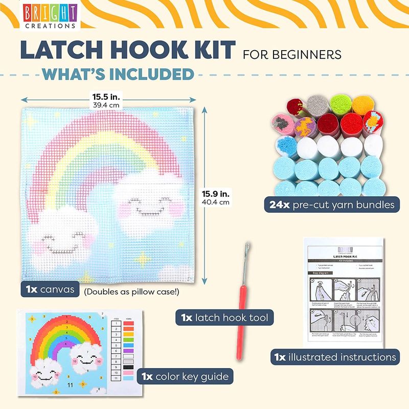 Mini Rainbow Latch Hook Rug Kit For Kids Crafts, Adults, and Beginners –  BrightCreationsOfficial