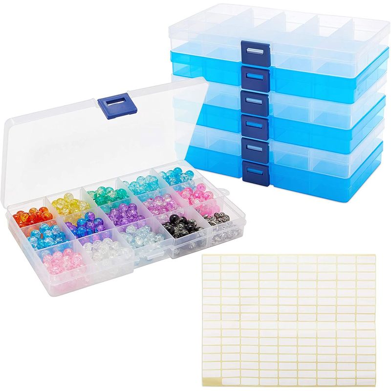 Bead Organizer and Storage Case with Assorted Beads for Jewelry Making  (Clear Pink)