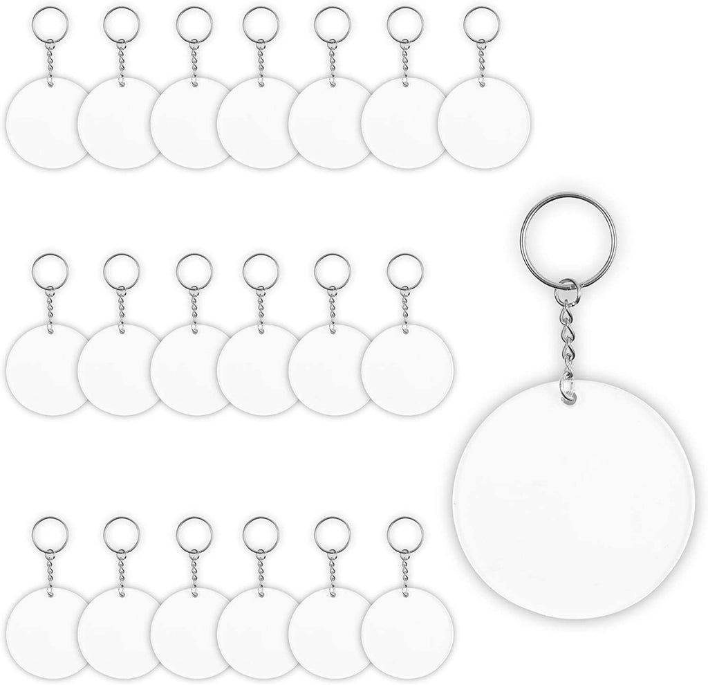 ArtCute 90 Pieces Clear Acrylic Keychain Blanks Rectangle 2 inch Plastic Clear Keychain Rectangle Blank for Vinyl with Key Chain Rings for DIY