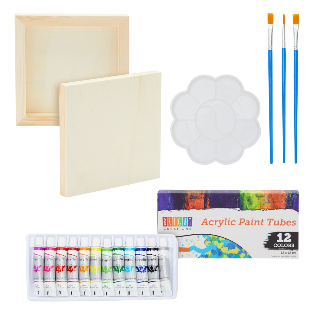 Acrylic Paint Set for Kids with Brushes and Palette (12 Colors, 18 Pieces)