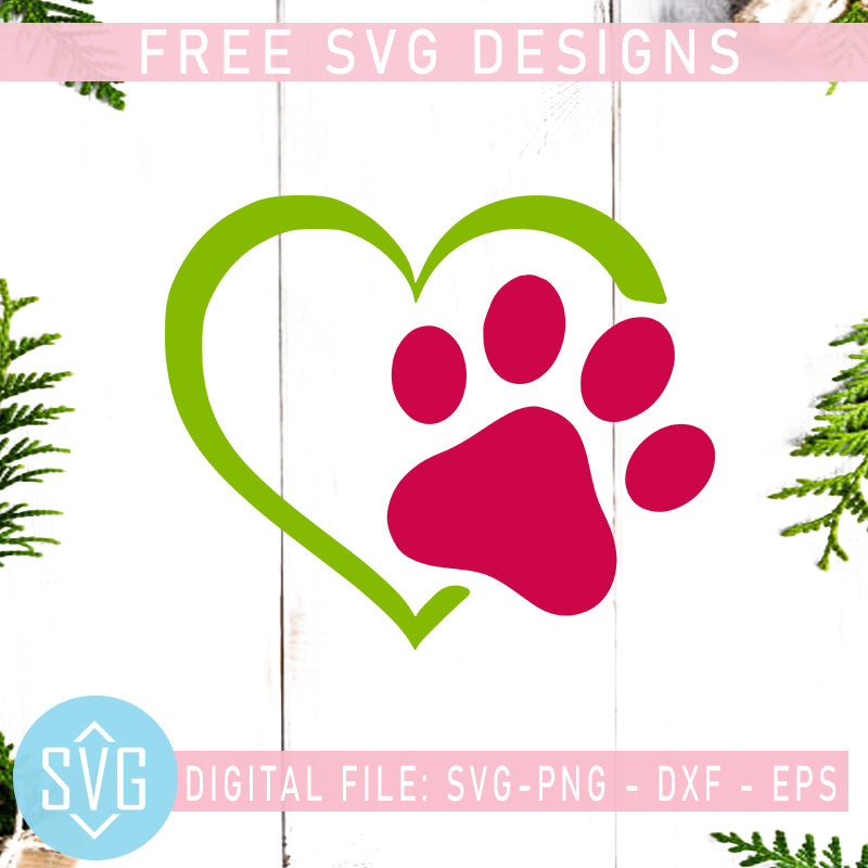 Dog Paw Free Svg Heart Dog Free Svg Love Dog Svg Instant Download Svg Trends Studio Trendy Svg For Crafters