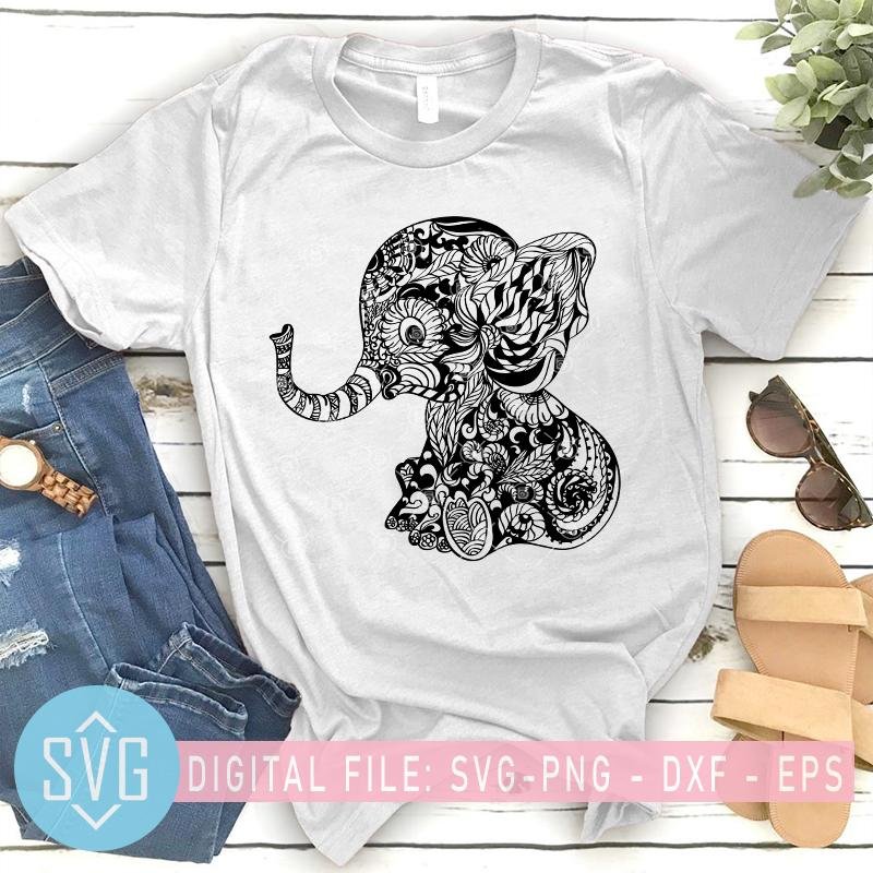 Baby Elephant Mandala Svg Elephant Zentangle Svg Animals Mandala Svg Svg Trends Studio Trendy Svg For Crafters